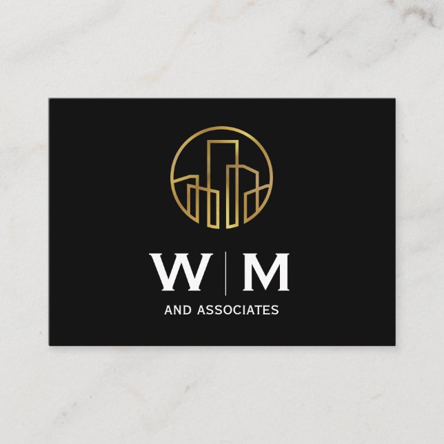 Monogrammm | FÜHRUNGSKRAFT | Symbol für goldene Ge Visitenkarte (Vorderseite)