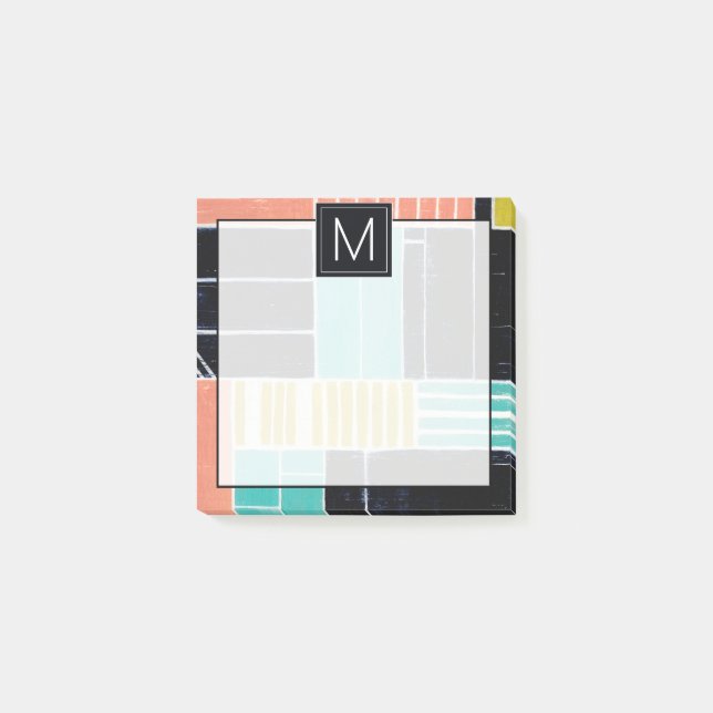 Monogrammm | Geometrische Blöcke Post-it Klebezettel (Vorderseite)