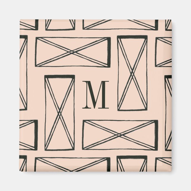 Monogrammm | Geometrisches Rechteck X Magnet (Vorne)