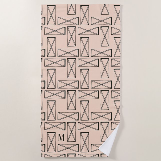 Monogrammm | Geometrisches Rechteck X Strandtuch (Vorderseite)