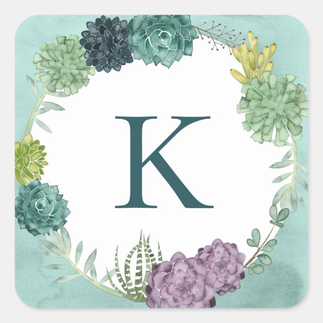Monogrammm | Glück der Pflanze | Happines kaufen P Quadratischer Aufkleber (Vorderseite)