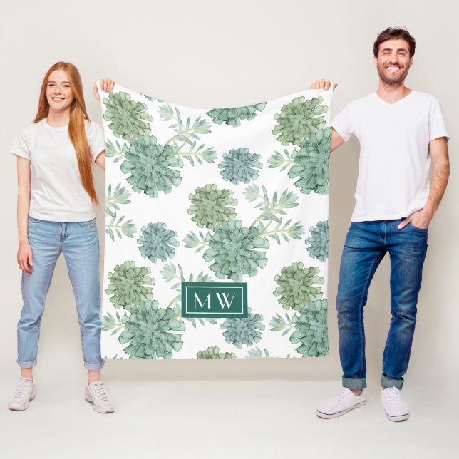 Monogrammm | Glück der Pflanze | Muster Fleecedecke (Beispiel)