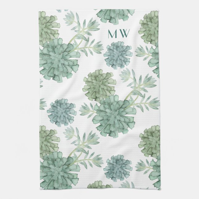 Monogrammm | Glück der Pflanze | Muster Geschirrtuch (Vertikal)