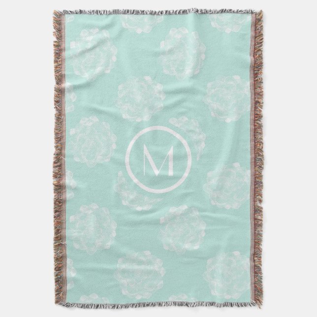 Monogrammm | Glück der Pflanze | Pastel Succulent  Decke (Vorderseite Vertikal)