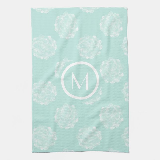 Monogrammm | Glück der Pflanze | Pastel Succulent  Geschirrtuch (Vertikal)