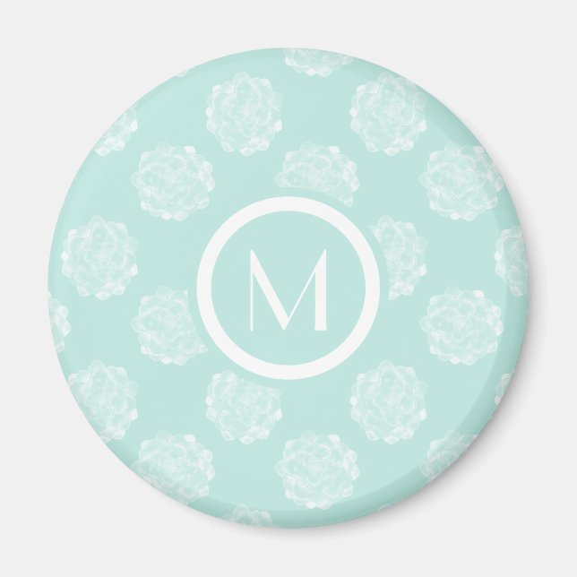 Monogrammm | Glück der Pflanze | Pastel Succulent  Magnet (Vorne)