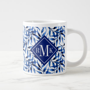 Monogrammm  Handgemälztes Aquarellfarbenmuster Jumbo-Tasse