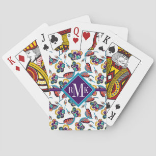 Monogrammm Helles Hibiskus Muster Spielkarten