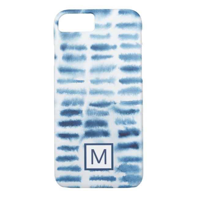 Monogrammm | Indigio Wasserfarbe Print Case-Mate iPhone Hülle (Rückseite)