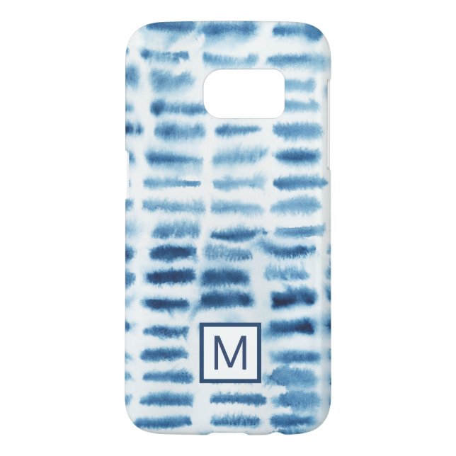 Monogrammm | Indigio Wasserfarbe Print Case-Mate Samsung Galaxy Hülle (Rückseite)
