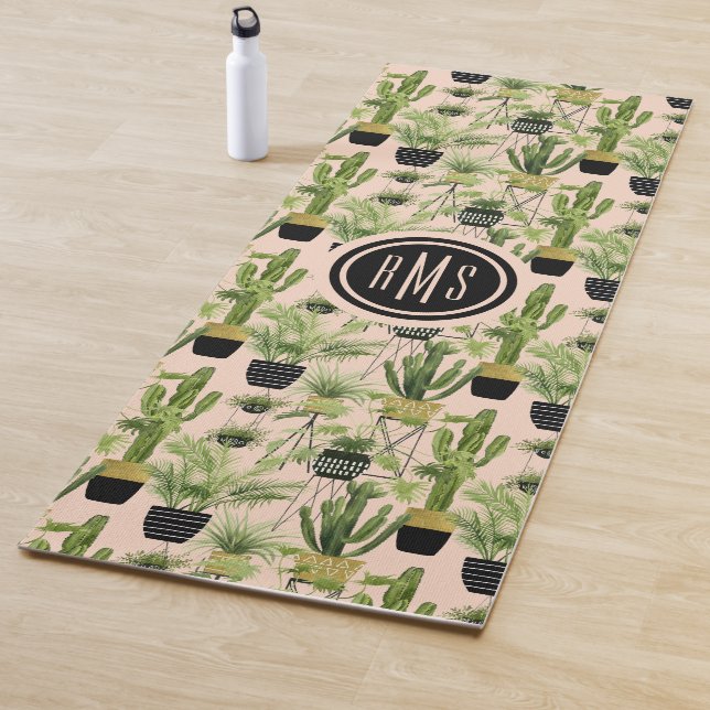 Monogrammm | Innenoase | Pflanze Lineup Muster Yogamatte (Beispiel)