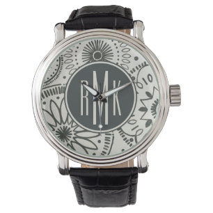 Monogrammm   Kami Abstraktes Muster Armbanduhr
