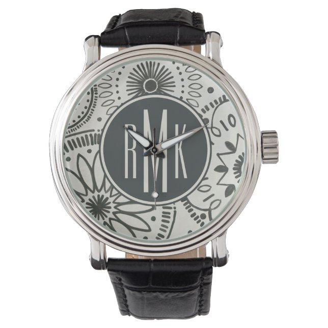 Monogrammm | Kami Abstraktes Muster Armbanduhr (Vorderseite)