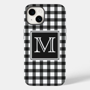 Monogrammm Kariertes Schachbrett aus Schwarz und Case-Mate iPhone 14 Hülle