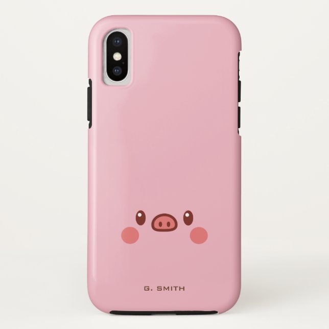 Monogrammm. Kawaii Niedlich Emoji Piggy. Case-Mate iPhone Hülle (Rückseite)