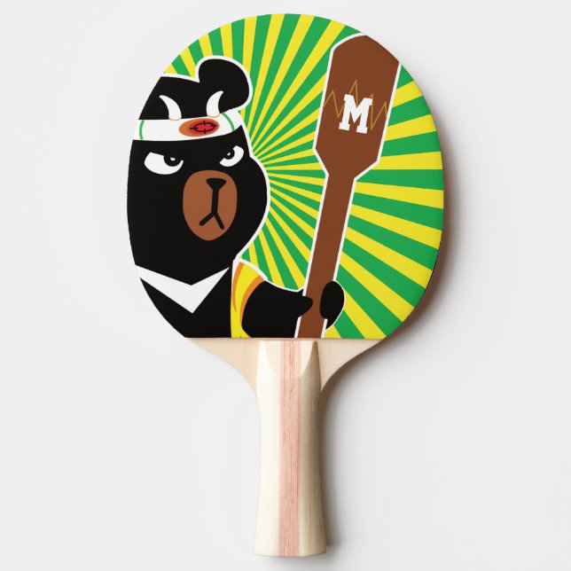 Monogrammm. Kawaii Niedlich Ninja Bear für Nerd Ge Tischtennis Schläger (Vorderseite)