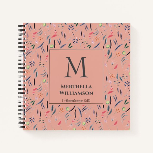 Monogrammm | Korallenrosa | PERSONALISIERT Notizbuch (Vorderseite)