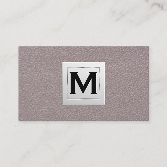 Monogrammm | Ledertextur Visitenkarte (Vorderseite)