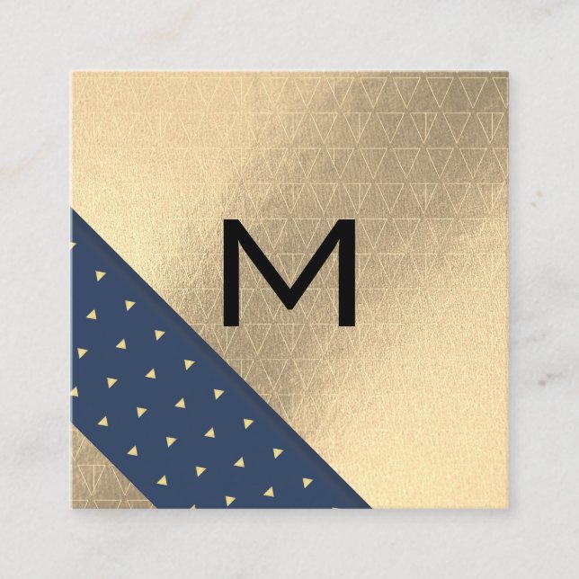 Monogrammm | Lux Gold Shimmer Geometric Quadratische Visitenkarte (Vorderseite)