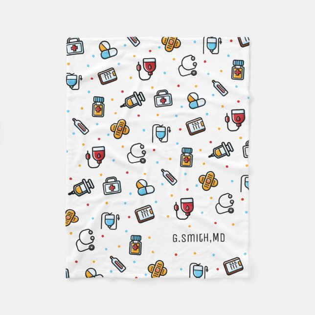 Monogrammm. Medizinisches Muster für Ärzte und Kra Fleecedecke (Vorderseite)