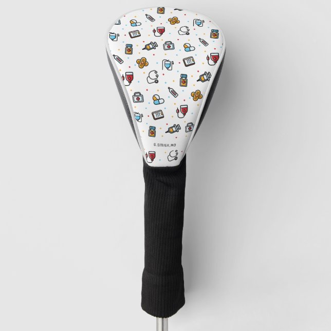 Monogrammm. Medizinisches Muster für Ärzte und Kra Golf Headcover (Vorderseite)