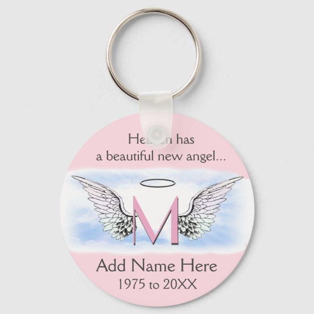 Monogrammm | Memorial | Angel Wings Schlüsselanhänger (Vorderseite)