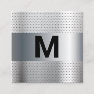 Monogrammm   Metallischer Hintergrund Quadratische Visitenkarte