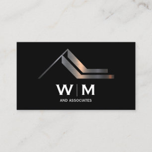 Monogrammm   Modernes Metallisches Real Anwesen Lo Visitenkarte