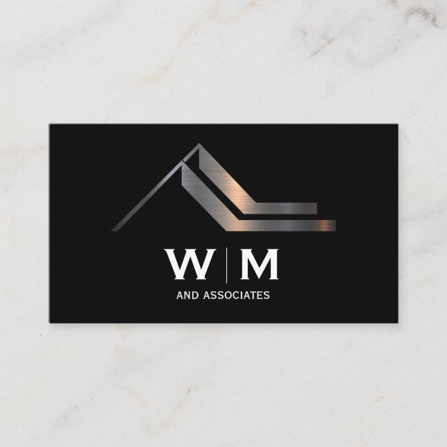 Monogrammm | Modernes Metallisches Real Anwesen Lo Visitenkarte (Vorderseite)