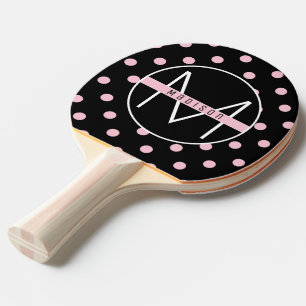 Monogrammm Niedlich & chic Pink Polka Dot auf Bl Tischtennis Schläger