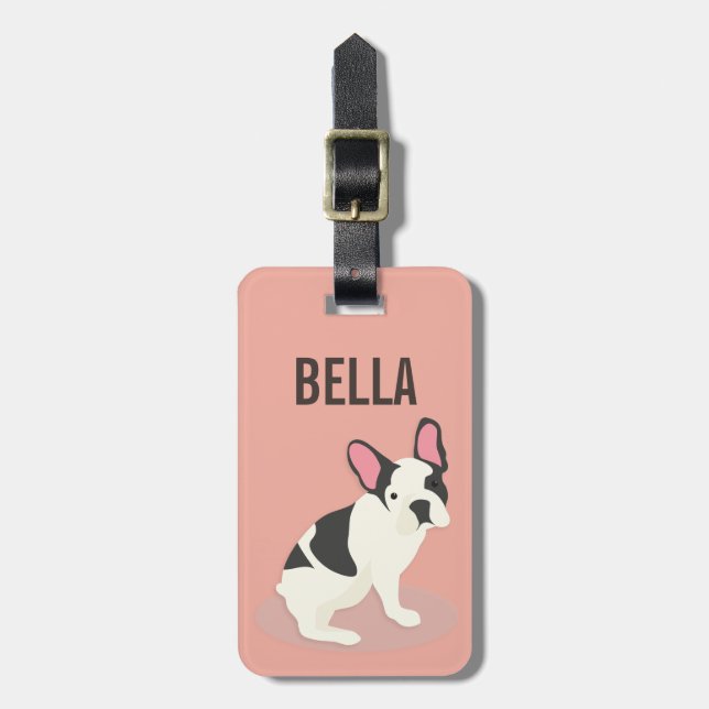 Monogrammm.Niedlicher französischer Bulldog. Gepäckanhänger (Vorderseite vertikal)