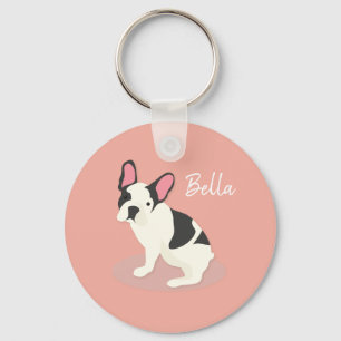 Monogrammm. Niedlicher französischer Bulldog. Schlüsselanhänger