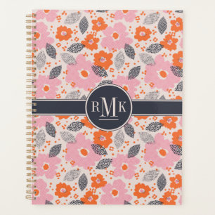 Monogrammm Niedliches Retro-Muster Planer