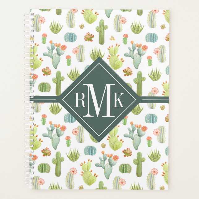 Monogrammm | Niedliches Stehendes Muster Planer (Vorderseite)