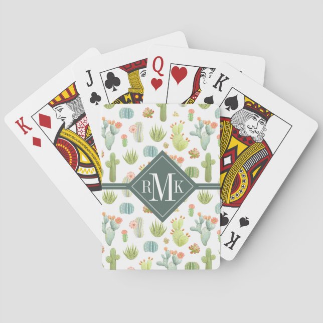 Monogrammm | Niedliches Stehendes Muster Spielkarten (Rückseite)
