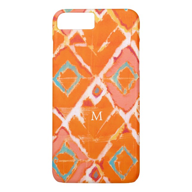 Monogrammm | Orange Tribal II Case-Mate iPhone Hülle (Rückseite)