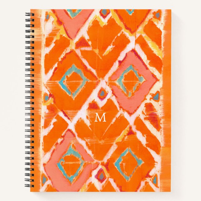 Monogrammm | Orange Tribal II Notizbuch (Vorderseite)