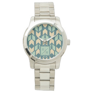 Monogrammm   Outdoor Geo Step   Geometrischer Aqua Armbanduhr