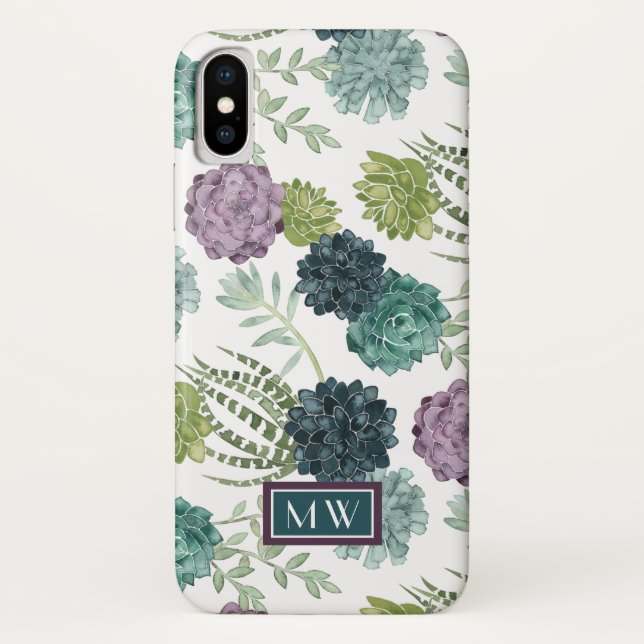 Monogrammm | Pflanze Happy Collection Succulent Pa Case-Mate iPhone Hülle (Rückseite)