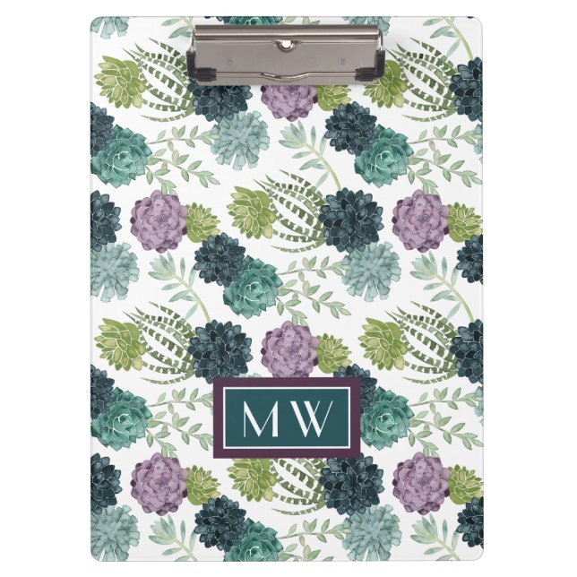 Monogrammm | Pflanze Happy Collection Succulent Pa Klemmbrett (Vorderseite)