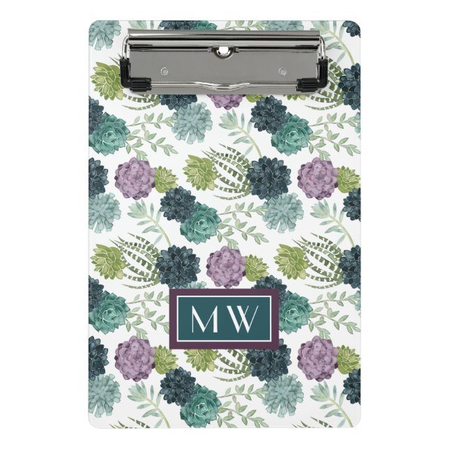 Monogrammm | Pflanze Happy Collection Succulent Pa Mini Klemmbrett (Vorderseite)