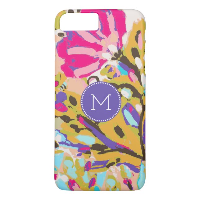 Monogrammm | Pink Boho Floral I Case-Mate iPhone Hülle (Rückseite)