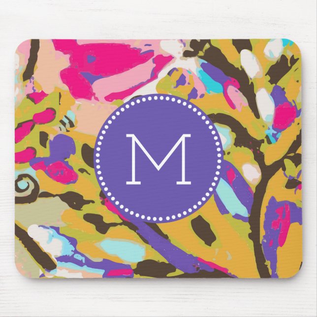 Monogrammm | Pink Boho Floral I Mousepad (Vorne)