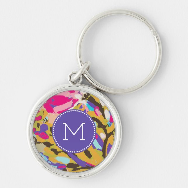 Monogrammm | Pink Boho Floral I Schlüsselanhänger (Vorne)