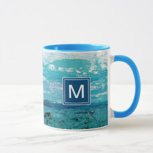 Monogrammm Sapphire Blue Watercolor Tasse