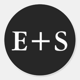 Monogrammm |Schwarz-Weiß-Hochzeit-Umschlag Aufkleb Runder Aufkleber