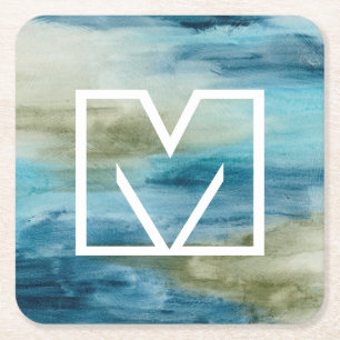 Monogrammm Seedurchfluss II Rechteckiger Pappuntersetzer