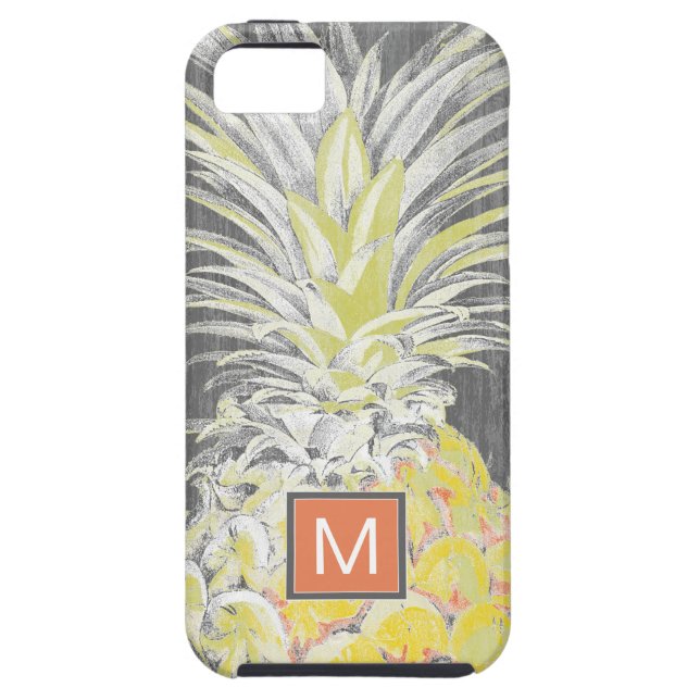 Monogrammm | Tropisch-Gelber Pinneapfel Case-Mate iPhone Hülle (Rückseite)