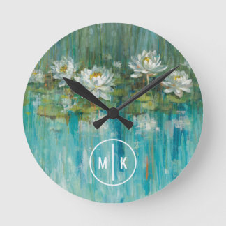 Monogrammm| Wasserteich Runde Wanduhr