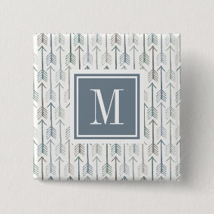 Monogrammm Watercolor Wanderlust Arrow Muster Button